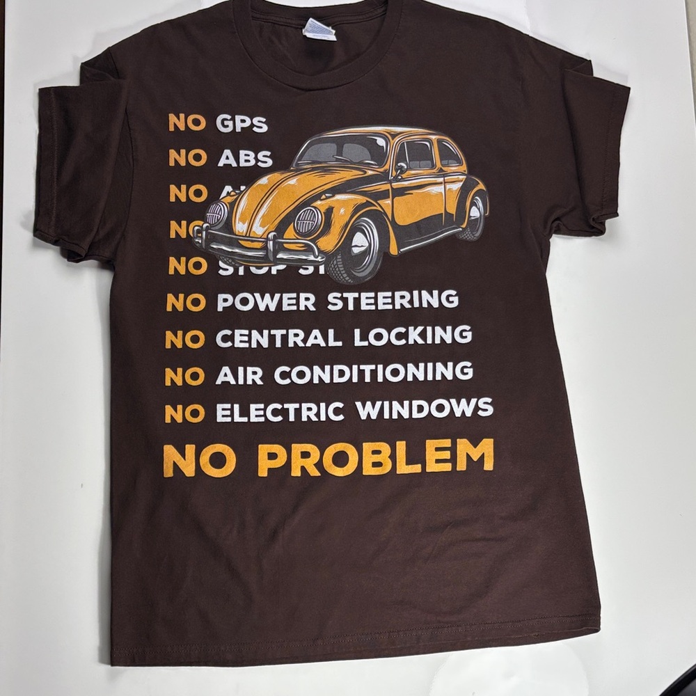 Volkswagen Brown T-Shirt with Yellow Car Desisn